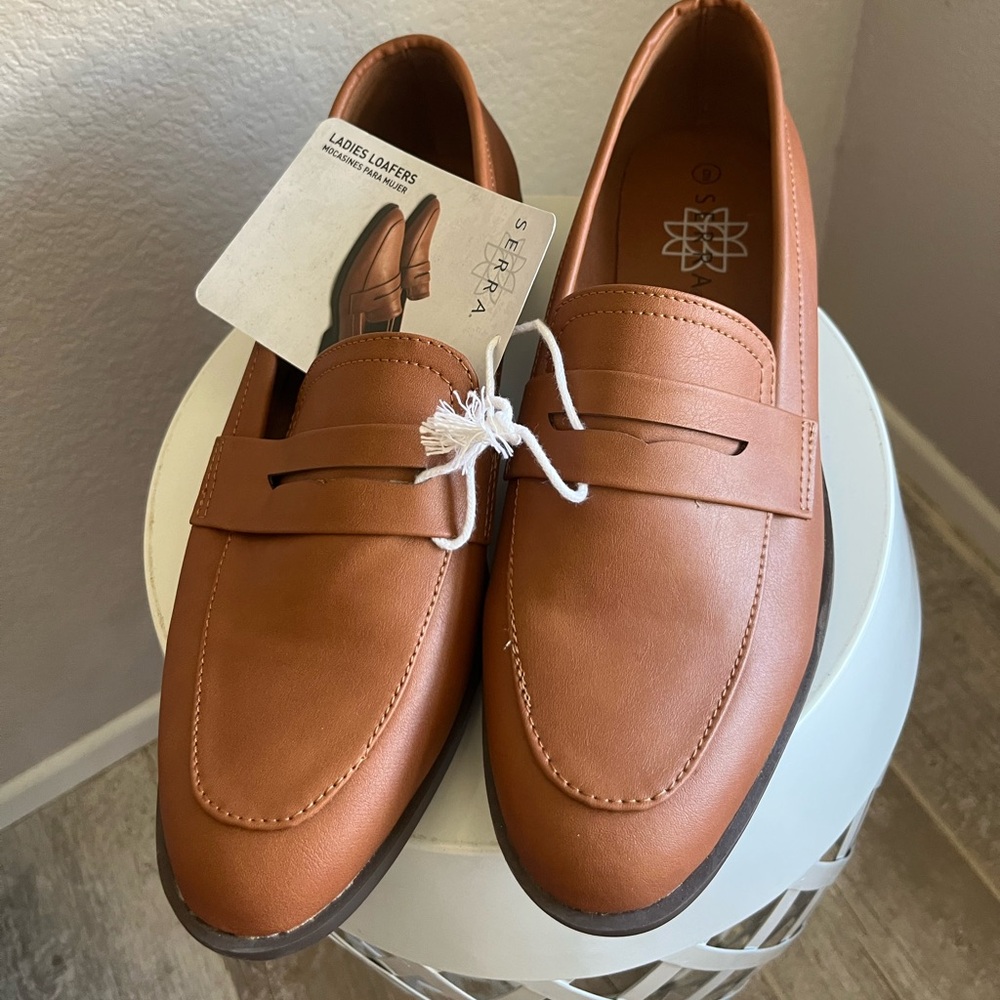 Women Serra Tan Leather Slip-On Loafers